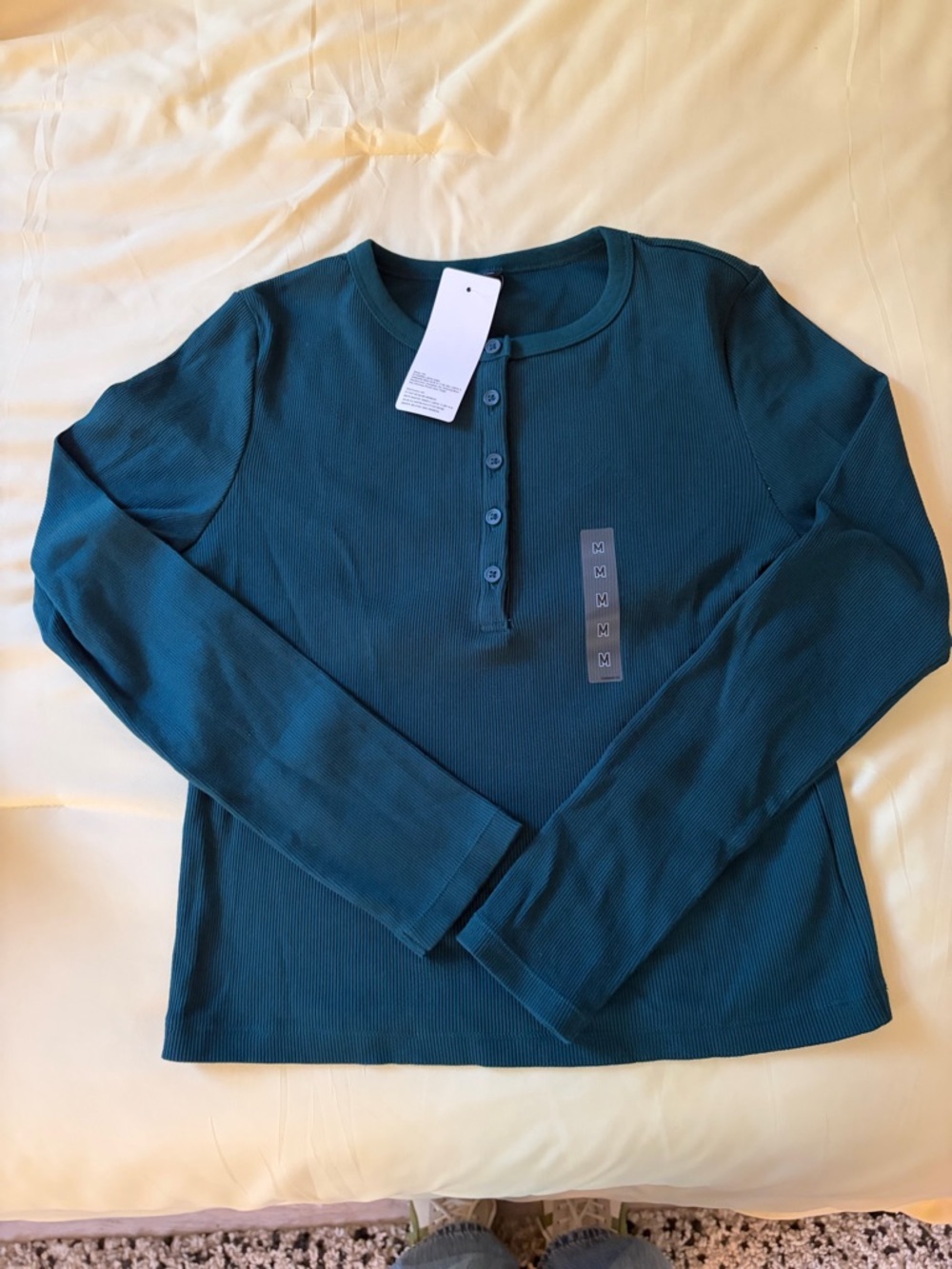 Uniqlo Ribbed Crewneck Top in Deep Teal